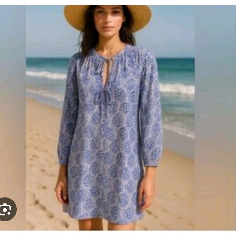 J. Crew beach dress coverup lightweight coastal grandmother scandi chic resort M